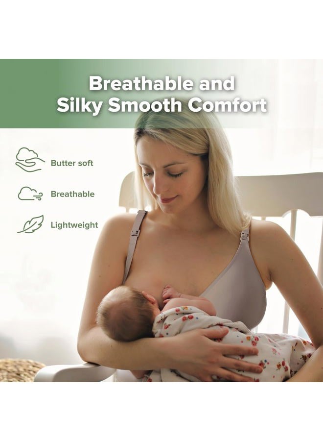 haakaa Nursing Bras for Breastfeeding, Ultra Comfort "Jelly Strip“ Supportive Maternity Bras Wireless Pregnancy Bras (Ash, M) - Image 3