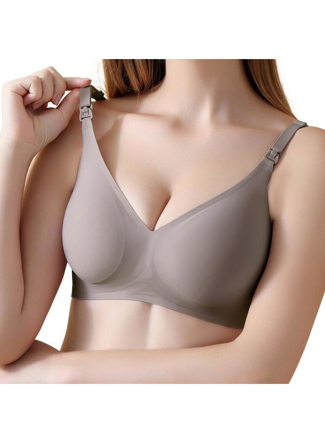 haakaa Nursing Bras for Breastfeeding, Ultra Comfort "Jelly Strip“ Supportive Maternity Bras Wireless Pregnancy Bras (Ash, M) - Image 1