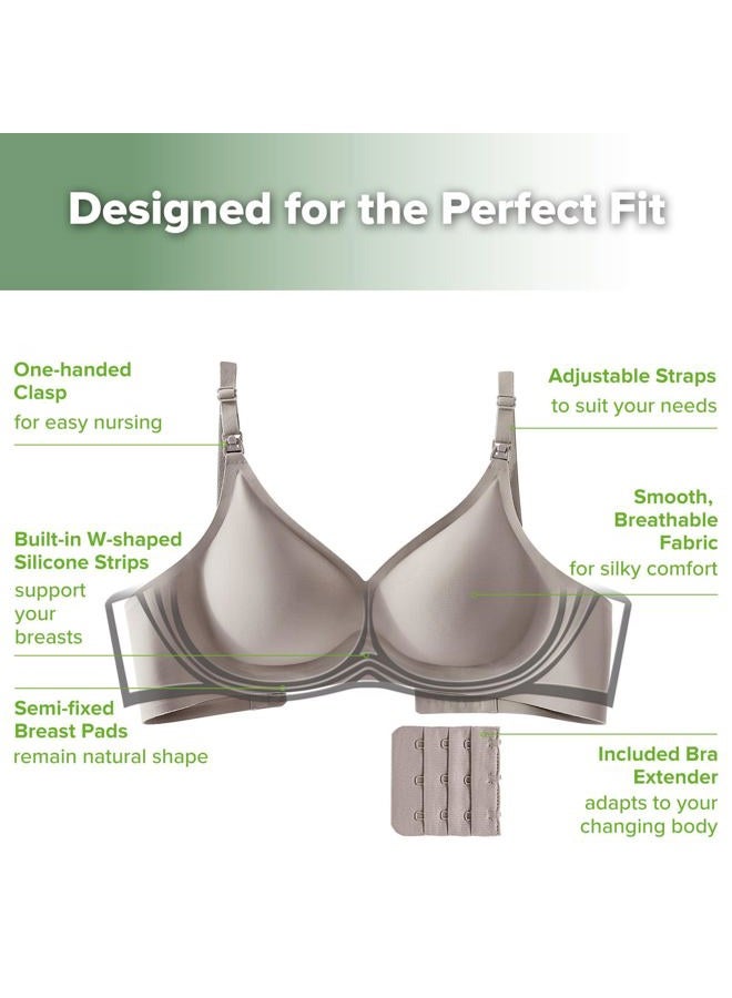 haakaa Nursing Bras for Breastfeeding, Ultra Comfort "Jelly Strip“ Supportive Maternity Bras Wireless Pregnancy Bras (Ash, M) - Image 4