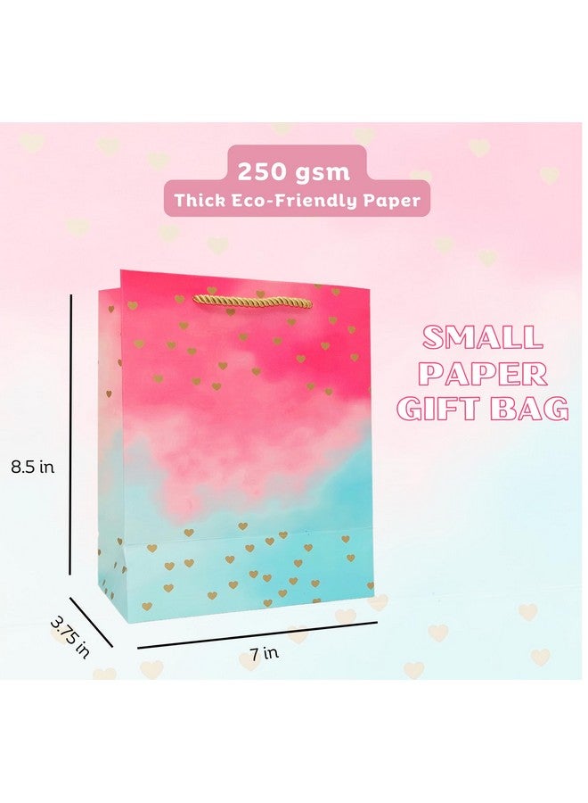 RanGit Bhumi Gift Bags - Paper Bags For Return Gifts, Small Carry Bags- 10pcs 7x8.5x3.75in Small Paper Bags - Goodie Bags With Tissue And Thank You Card- Gifting Covers- Ombre Hearts, Multicolor(10) - Image 2
