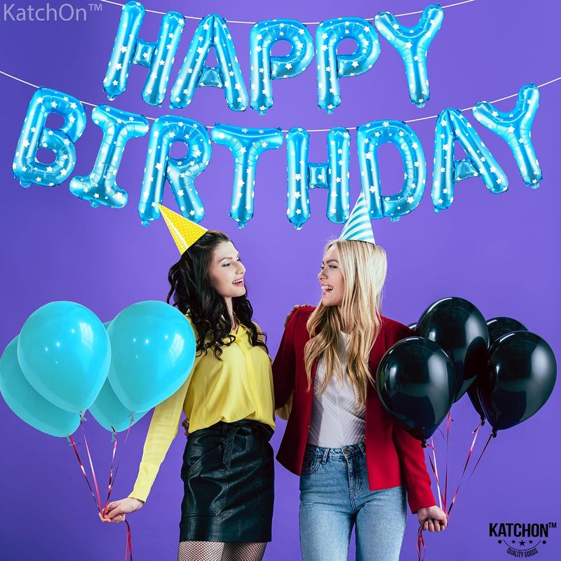 KatchOn Light Blue Happy Birthday Banner & Balloons - 16 Inch Polk Dots Sign for Girl's Blue Birthday Decorations - Image 3