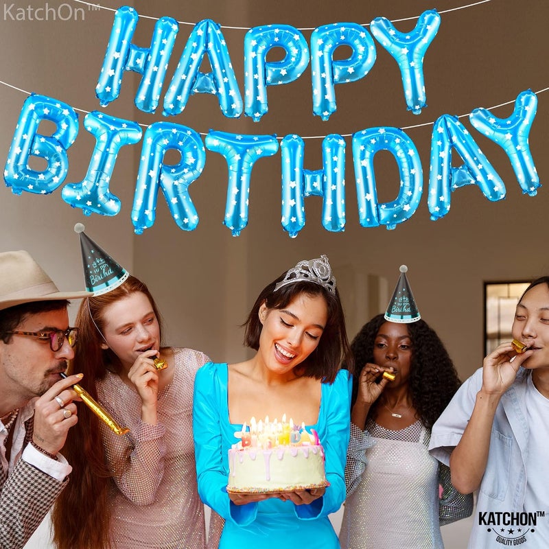 KatchOn Light Blue Happy Birthday Banner & Balloons - 16 Inch Polk Dots Sign for Girl's Blue Birthday Decorations - Image 2
