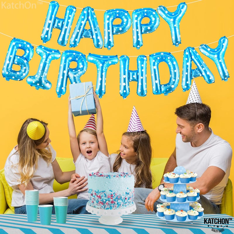 KatchOn Light Blue Happy Birthday Banner & Balloons - 16 Inch Polk Dots Sign for Girl's Blue Birthday Decorations - Image 5