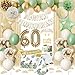 KISPATTI 60th Birthday Decorations for Woman Sage Green Gold Happy 60th Birthday Decorations Balloons Banner Bday Crown Sash Tablecloth Fringe Curtain Sixty Birthday Party 60 Year Old Bday Decor - Image 2
