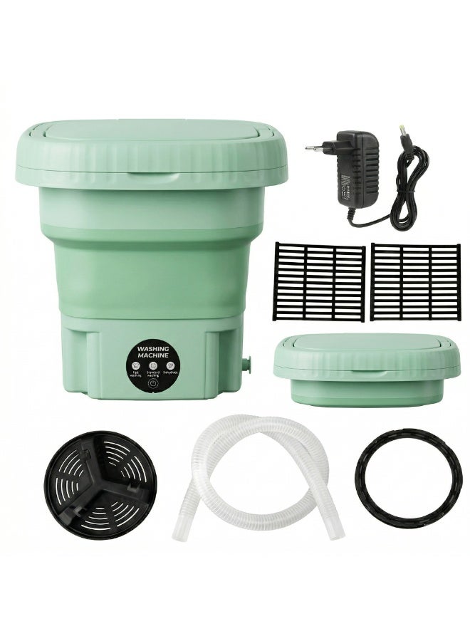 Foldable Mini Washing Machine 12L Portable Compact Washer with Waterproof Touch Panel Carry Handle and Easy Drain Design - Mint Green - Image 1