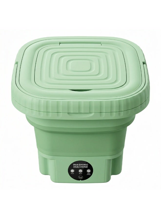 Foldable Mini Washing Machine 12L Portable Compact Washer with Waterproof Touch Panel Carry Handle and Easy Drain Design - Mint Green - Image 3