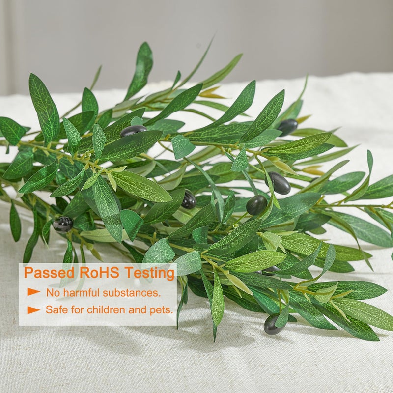 Heleze 35 Inch Olive Branches for Vases Artificial Greenery Stems Faux Olive Tree Branch Home Decor 4PCS - Image 2