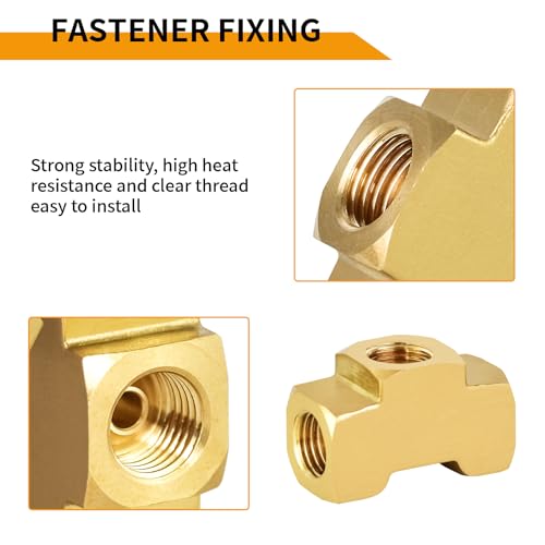 MuHize 3/16 Brake Line Tee - Upgraded 3 Way Brake Line Tee for 3/8" 24 Threads, Universal Brass 3/16 Brake Line Fitting, All 3/8" 24 threads Ports (Pack of 3） - Image 2