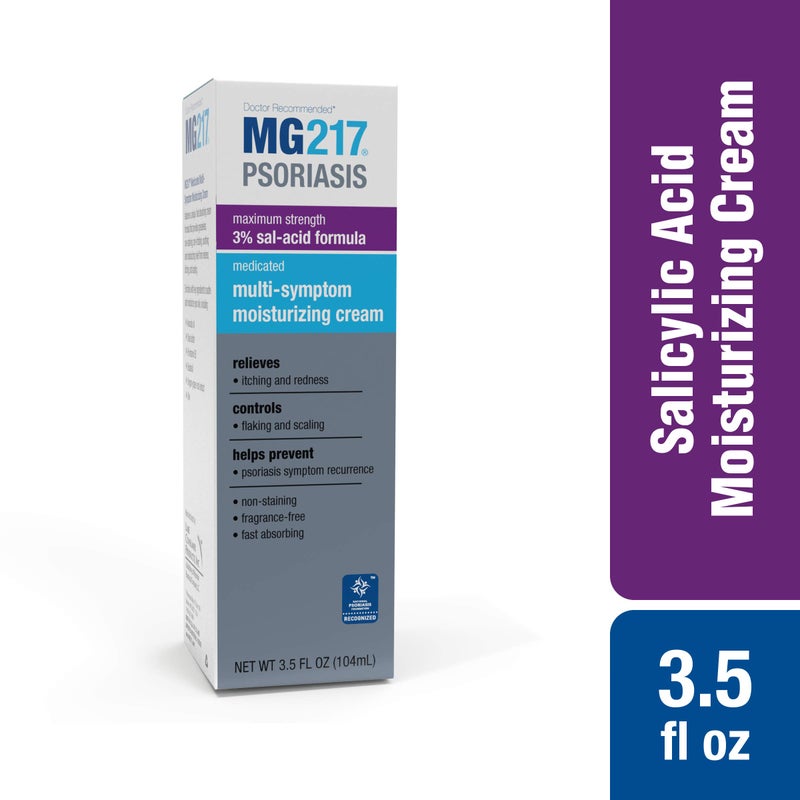 MG217 كريم مرطب طبي للصدفية MG217 مع 3% حمض الساليسيليك، متعدد الأعراض، خالي من العطور، 3.5 أونصة سائلة، (5604) - Image 2