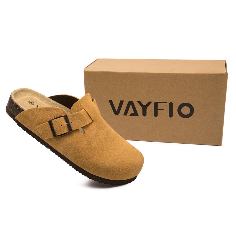 Vayfio Womenâ€˜s Suede Clogs Potato Shoes Cork Footbed Sandals Comfort Mules with Arch Support Slip On Slippers Brown 07 - Image 3