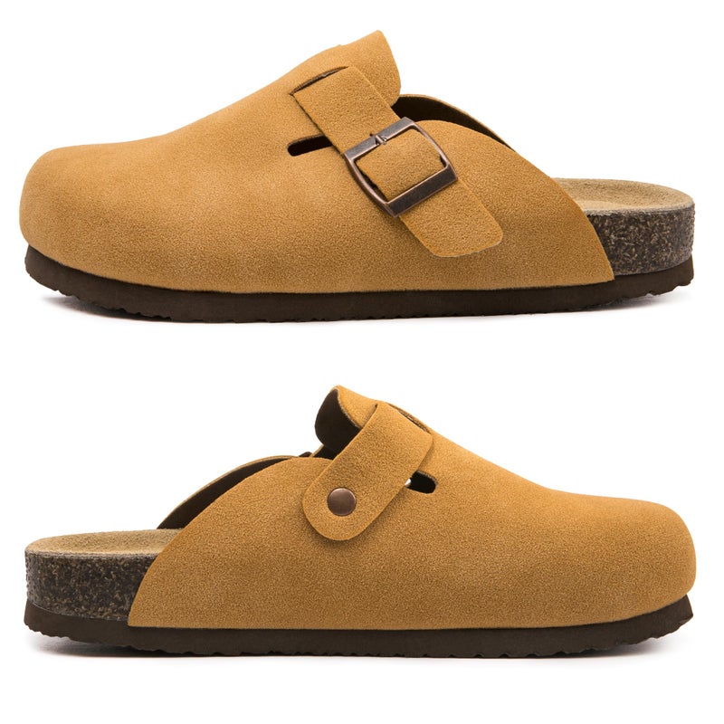 Vayfio Womenâ€˜s Suede Clogs Potato Shoes Cork Footbed Sandals Comfort Mules with Arch Support Slip On Slippers Brown 07 - Image 5