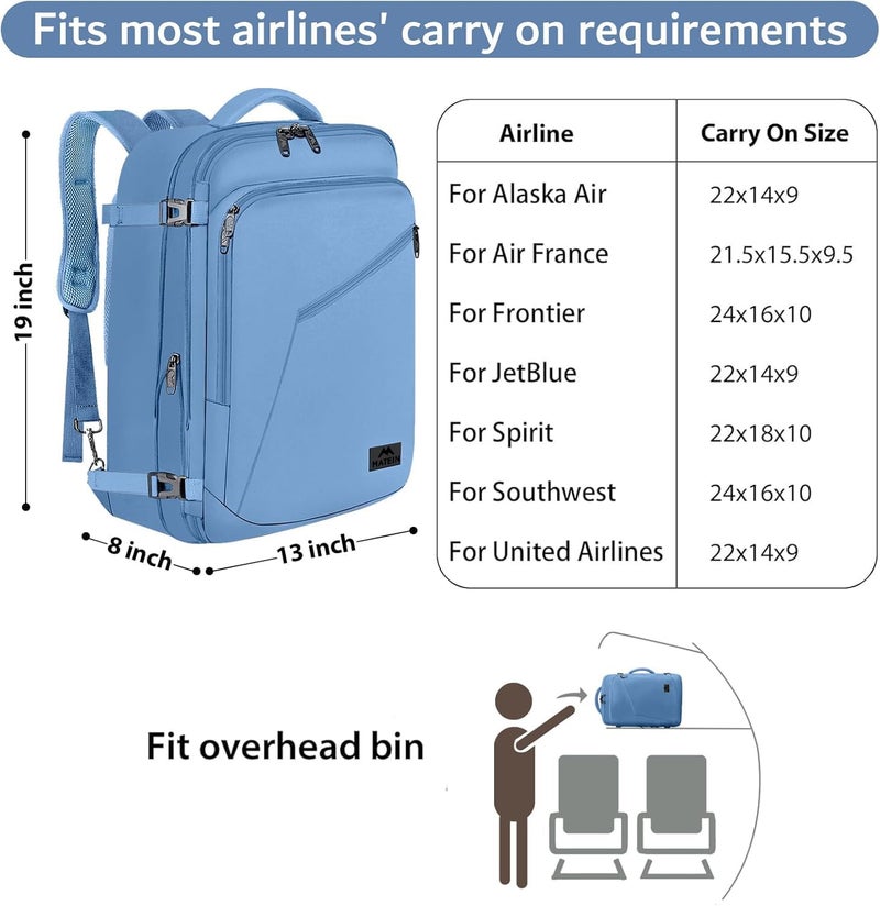 MATEIN Cute Backpack for Women, Nurses Teacher, Expandable Water Resistant Carry on Backpacks for Business Trip, 45L Rucksack for Traveler Outdoor Sports, Gift for Traveling - Image 2