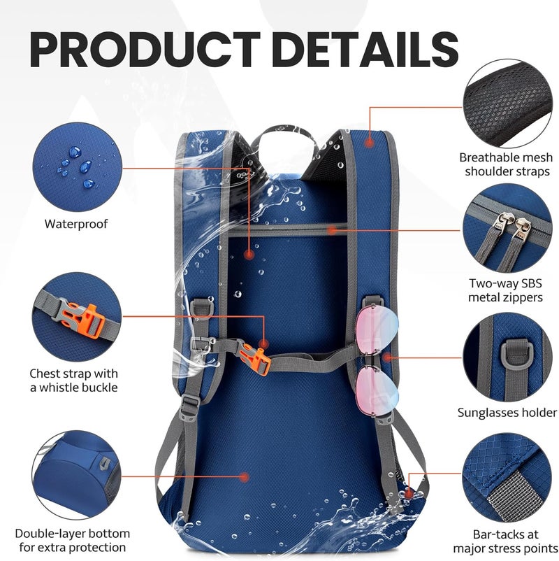 Venture Pal 40L Lightweight Packable Travel Hiking Backpack Daypack - Image 4