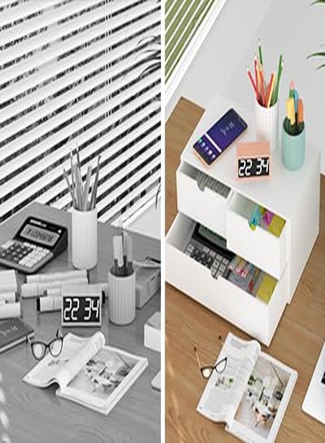 Wisuce Bamboo Desk Organizer - Mini Bamboo Desk Drawer Tabletop Cosmetic Storage Organization for Office or Home White - Image 4