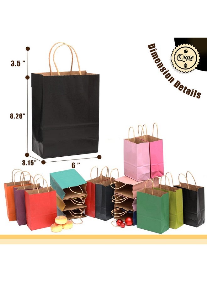 qiqee 100-Packs Paper Bags with Handles Bulk 8.26"×6"×3.15" Small Gift Bags 16 Different Senior Color Bags Multiple Uses（Small Size） - Image 5