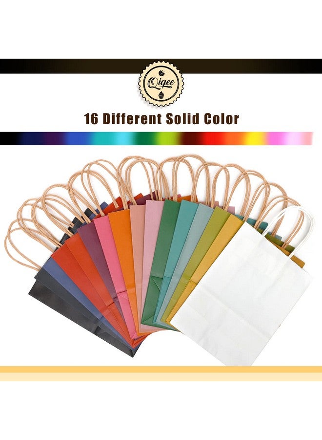 qiqee 100-Packs Paper Bags with Handles Bulk 8.26"×6"×3.15" Small Gift Bags 16 Different Senior Color Bags Multiple Uses（Small Size） - Image 4