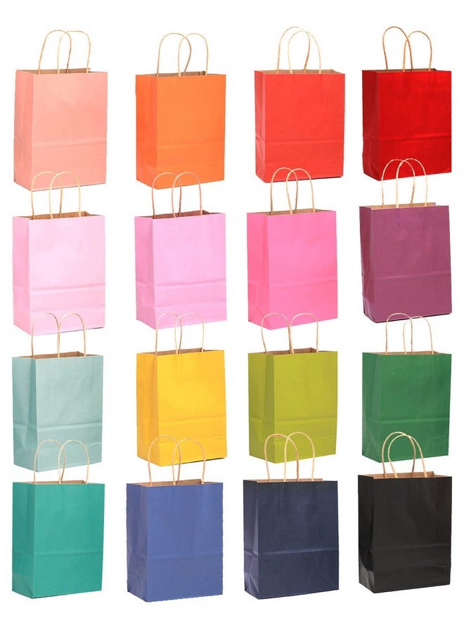qiqee 100-Packs Paper Bags with Handles Bulk 8.26"×6"×3.15" Small Gift Bags 16 Different Senior Color Bags Multiple Uses（Small Size） - Image 2