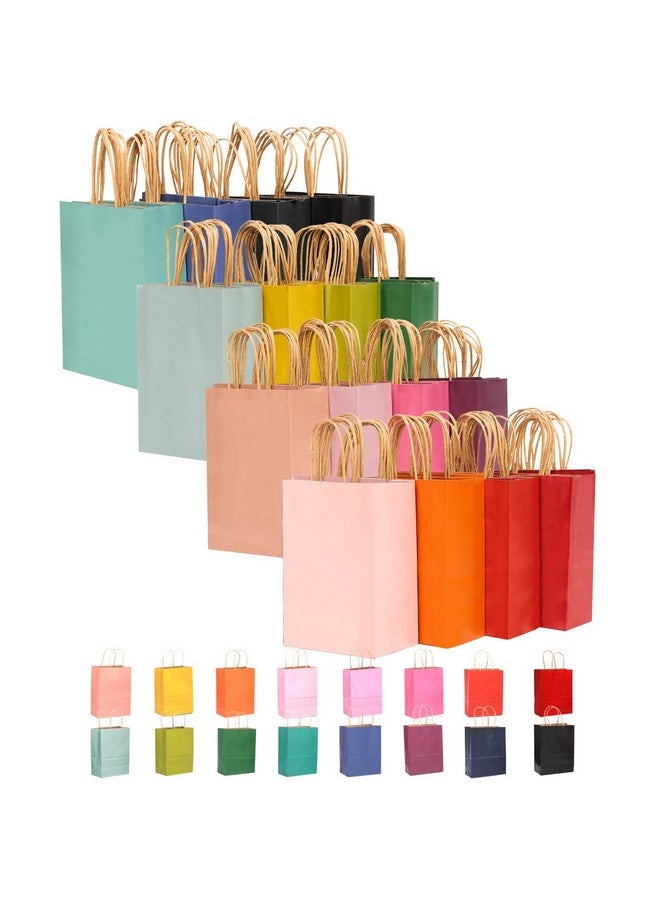 qiqee 100-Packs Paper Bags with Handles Bulk 8.26"×6"×3.15" Small Gift Bags 16 Different Senior Color Bags Multiple Uses（Small Size） - Image 1