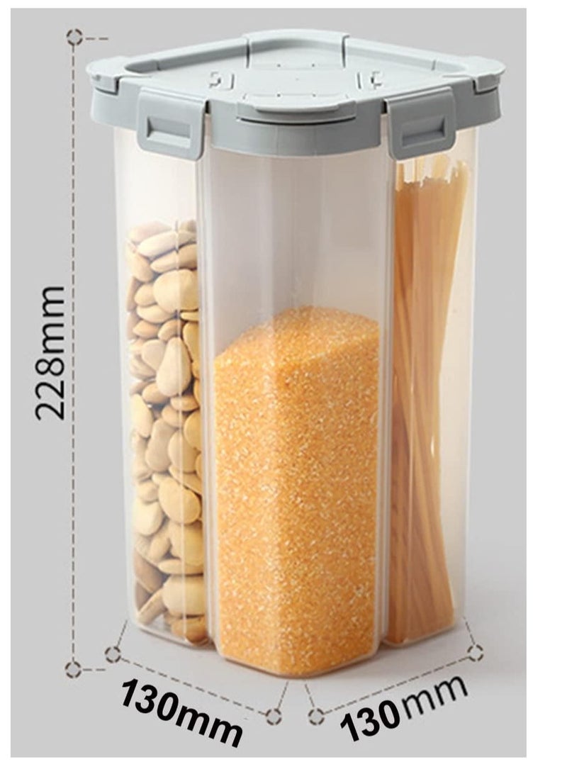 Raxoom Cereal & Dry Food Storage Container, 2.3L Four-Compartment Container With Lids, And Removable Partition, Airtight Plastic Kitchen Containers BPA Free - Image 3
