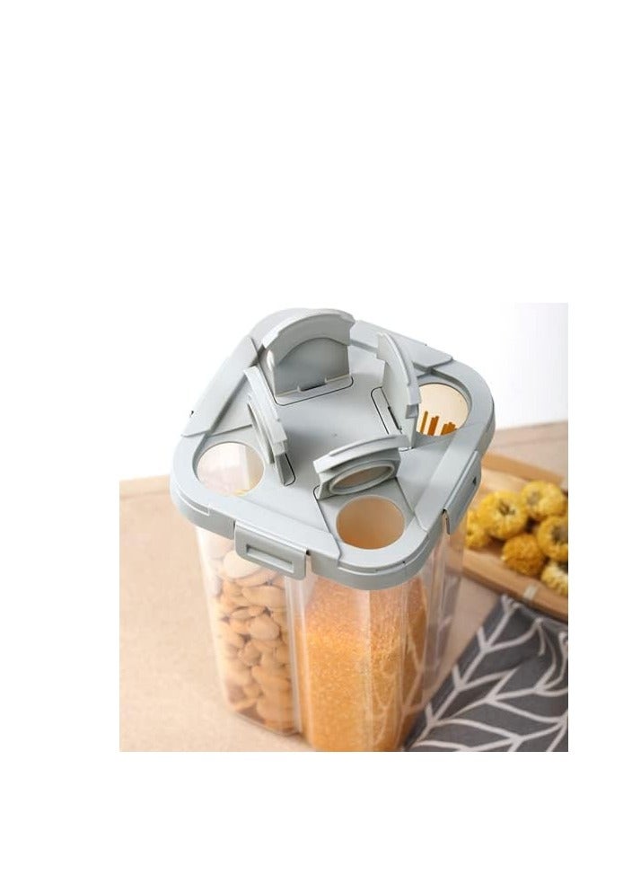 Raxoom Cereal & Dry Food Storage Container, 2.3L Four-Compartment Container With Lids, And Removable Partition, Airtight Plastic Kitchen Containers BPA Free - Image 5