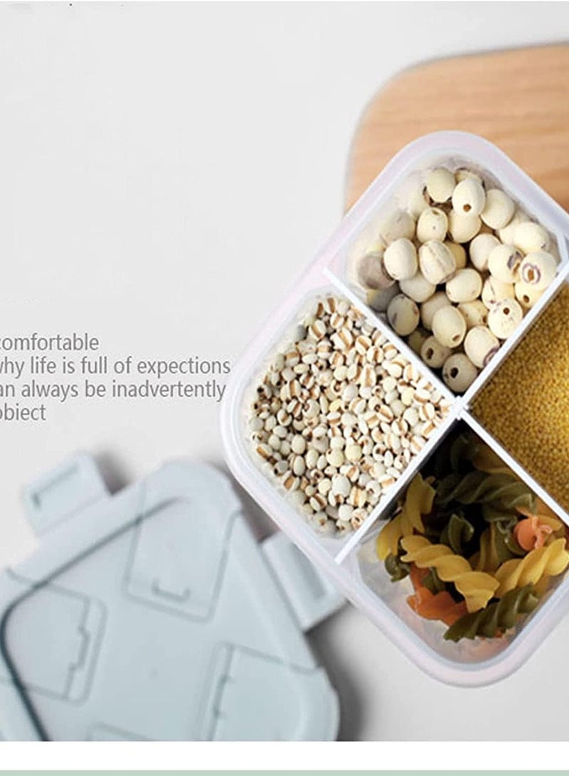 Raxoom Cereal & Dry Food Storage Container, 2.3L Four-Compartment Container With Lids, And Removable Partition, Airtight Plastic Kitchen Containers BPA Free - Image 4
