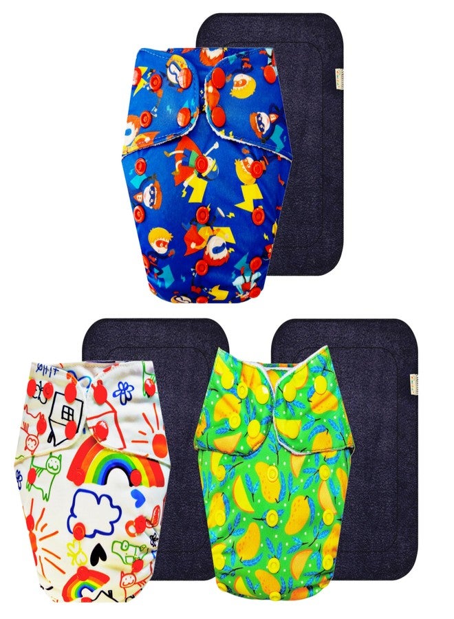 حفاضات قماشية فاخرة من دمبلدو مع حشوة سوداء (عبوة من 3 قطع) | ناعمة ولطيفة | قابلة لإعادة الاستخدام والغسل | أزرار كبس قابلة للتعديل | تغيير حفاضات بدون قلق | من 3 أشهر إلى 3 سنوات | للجنسين - Image 1