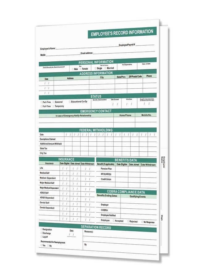 YvnShine Employee File Folders 25 Pack, Letter Size HR Personnel Folders - Image 1