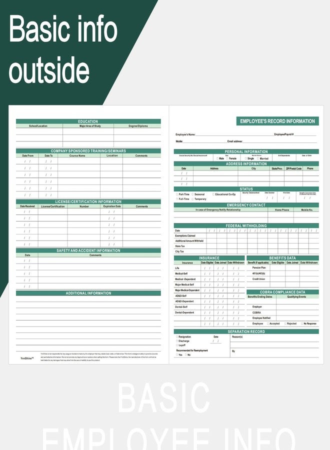 YvnShine Employee File Folders 25 Pack, Letter Size HR Personnel Folders - Image 2