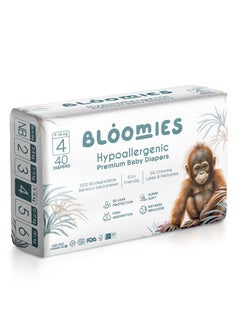 Bloomies Bloomies Premium Baby Diapers with wetness indicator | Eco-friendly and Hypoallergenic Nappies Made with 100% Bamboo | Nappies Size 4 for babies 9-14kg x 40pcs  - Image 1