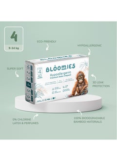 Bloomies Bloomies Premium Baby Diapers with wetness indicator | Eco-friendly and Hypoallergenic Nappies Made with 100% Bamboo | Nappies Size 4 for babies 9-14kg x 40pcs  - Image 4