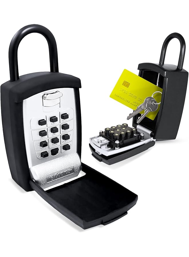 KeyGuard SL-500 Punch Button Lock Box, Black | Portable Shackle LockBox For Outside- Fits House Keys, Car Keys, Fobs, Credit Cards/IDs & More | Keypad Safe Box, Digital Push Button Combination Lock - Image 1