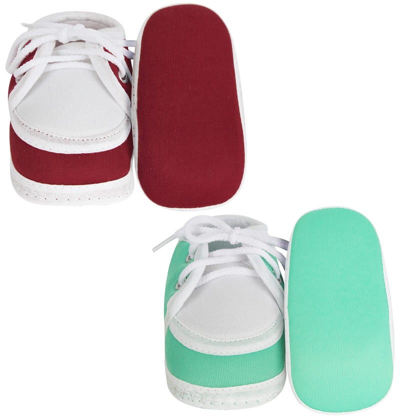 Neska Moda Set Of 2 Pair Unisex Baby Booties for 6 to 12 Months (Green,Maroon) - Image 5