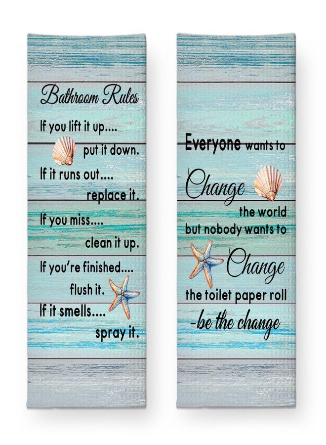 ZBBFSCSB Bathroom Rules Beach Towels 2 Pack, Funny Beach Rustic Farmhouse Bathroom Decor Hand Towels, Funny Housewarming Decorative Hand Towel Gifts for Women Sister BFF Mom Hostess Friends - Image 1