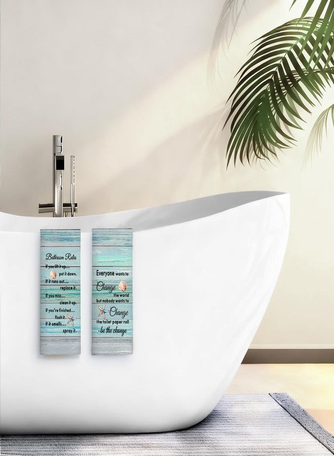 ZBBFSCSB Bathroom Rules Beach Towels 2 Pack, Funny Beach Rustic Farmhouse Bathroom Decor Hand Towels, Funny Housewarming Decorative Hand Towel Gifts for Women Sister BFF Mom Hostess Friends - Image 4