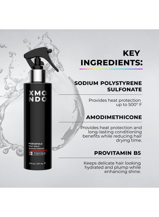 XMONDO XMONDO Hair Forcefield Heat Shield - Vegan Formula with Pro-Vitamin B5 to Shield From Heat up to 500 degrees F, Reduce Drying Time, and Add Light Hold, 8 Fl Oz 1-Pack  - Image 3