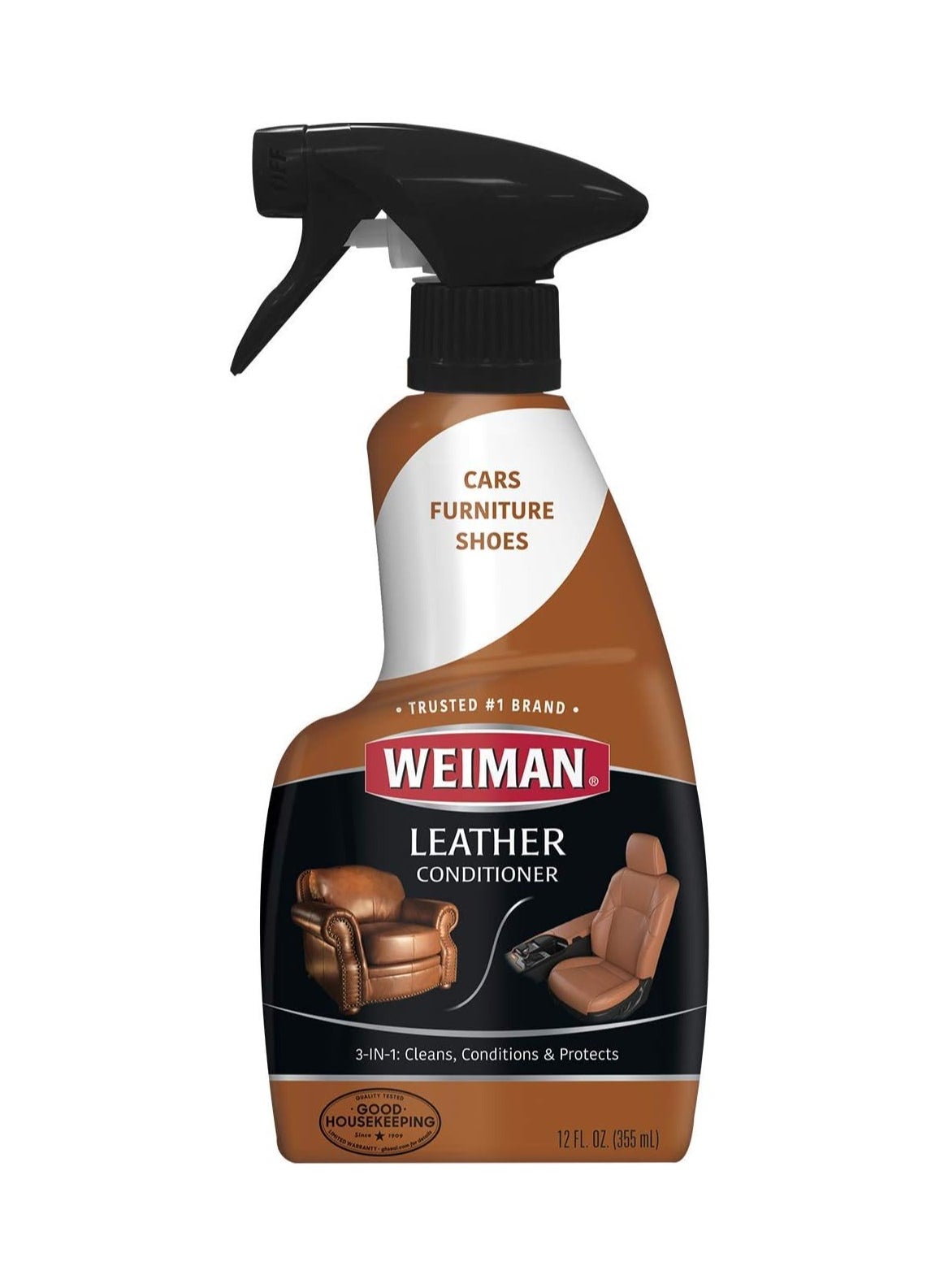 Weiman Leather Cleaner and Conditioner for Furniture - Cleans Conditions and Restores Leather Surfaces - UV Protectants Help Prevent Cracking or Fading of Leather Car Seats, Shoes, Purses 