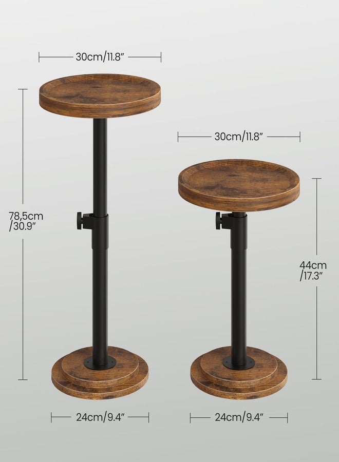 CHOEZON Height Adjustable Drink Table, Small Round Side Table, Pedestal Martini Table with Thickened Base, for Small Space, Sofa, Couch, Living Room, Bedroom, Rustic Brown and Black TBZ31BF - Image 4