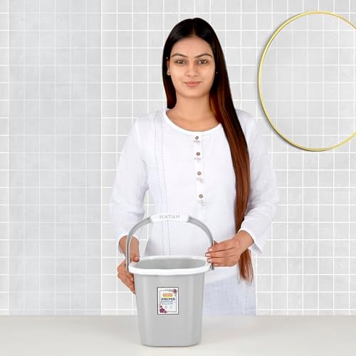 RATAN PLASTICWARE Premia Bucket (5L X 2) - Diaso Grey|Light Weight and Easy to Carry|Bathroom Bucket | Water Storage | Perfect for Mopping | Double Moulded | 5 LTR - Image 4