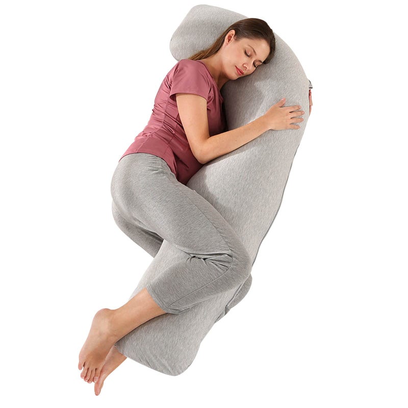 SHANNA Full Body Maternity Pillow J Shape Pregnancy Pillow Long Nursing and Support Pillow for Adults with Replaceable and Washable Cover for Sleeping and Feeding
