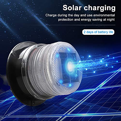 Sidaqi Solar-Energy LED Beacon Strobe Light 12V Red Blue with Magnetic Base Emergency Warning Flashing Caution Lights for Forklift Construction Vehicles Truck - Image 5