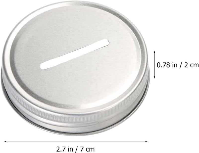 GALPADA 12pcs Wide Mouth Mason Jar Lids with Coin Slot Silver Tinplate Canning Covers Reusable Jar Caps for Piggy Banks - Image 2