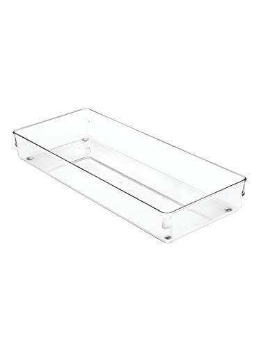 InterDesign iDesign Linus Plastic Kitchen Drawer Organizer for Silverware, Spatulas, Cutlery, Gadgets, Office Supplies, Cosmetics, 6" x 15" x 2" - Clear - Image 1
