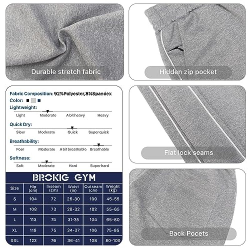 BROKIG Mens Open Bottom Jogger Pants, Loose Fit Straight Leg Casual Trousers Stretch Sport Sweatpants Zipper Pocket - Image 5
