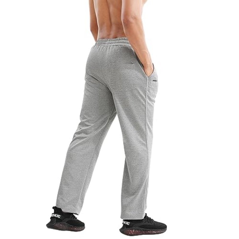 BROKIG Mens Open Bottom Jogger Pants, Loose Fit Straight Leg Casual Trousers Stretch Sport Sweatpants Zipper Pocket - Image 4