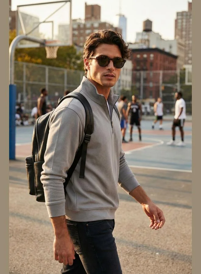 Buratti  Buratti Cotton Regular Fit Half-Zip Stand-Up Collar Sweatshirt Men's SWEAT 5905470 for Men | Best Price UAE