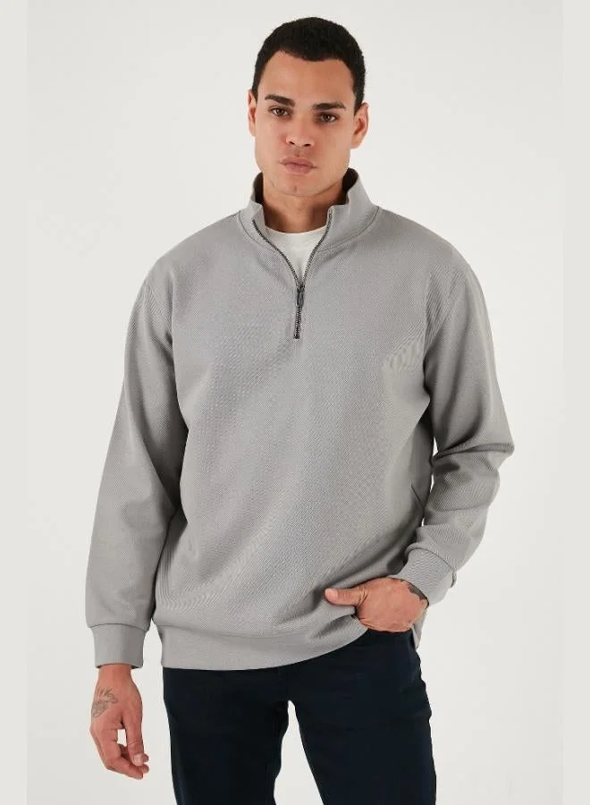 Buratti  Buratti Cotton Regular Fit Half-Zip Stand-Up Collar Sweatshirt Men's SWEAT 5905470 for Men | Best Price UAE