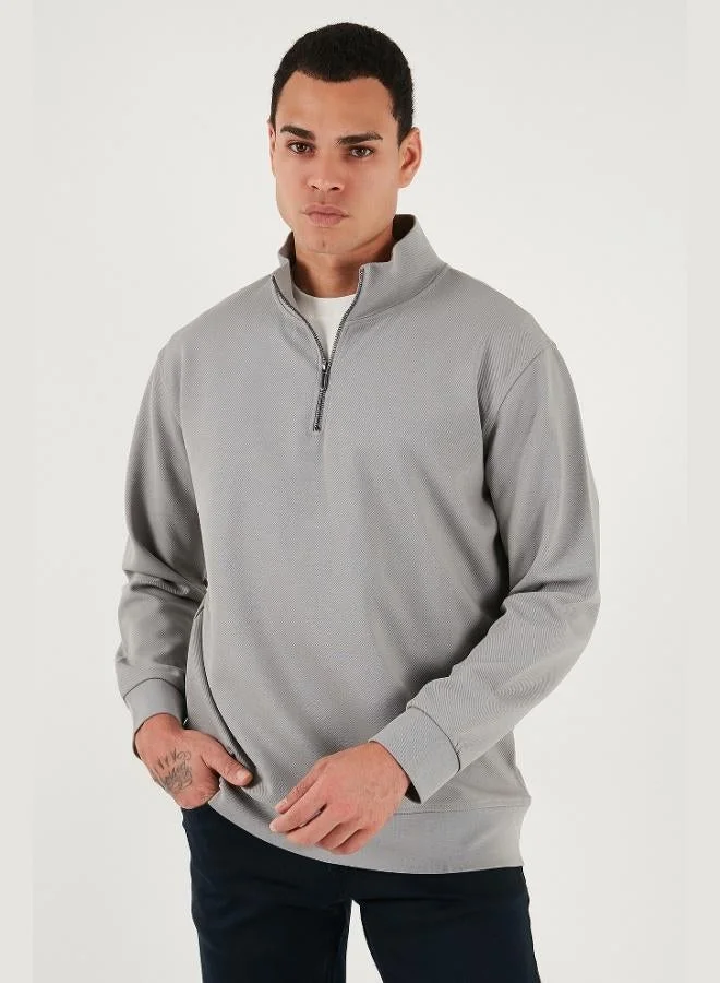 Buratti  Buratti Cotton Regular Fit Half-Zip Stand-Up Collar Sweatshirt Men's SWEAT 5905470 for Men | Best Price UAE