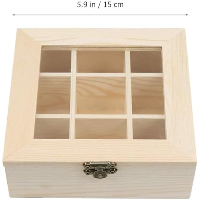 ELECDON Bamboo Tea Bag Organizer Storage Box Tea Storage Chest Case Wooden Tea Bag Sorter With 9 Compartments For Any Home Or Restaurant - Image 4
