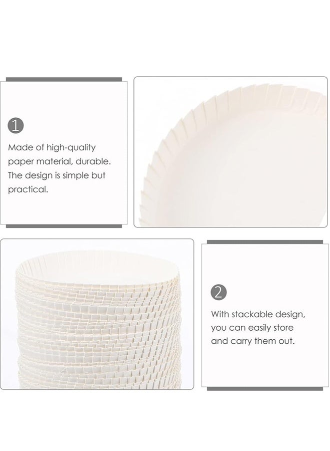 100 قطعة من أغطية أكواب ورقية للاستخدام مرة واحدة وأغطية أكواب ساخنة وأغطية شرب معاد تدويرها وأغطية أكواب قهوة 7.5 سم وأغطية أكواب ورقية بيضاء - Image 2