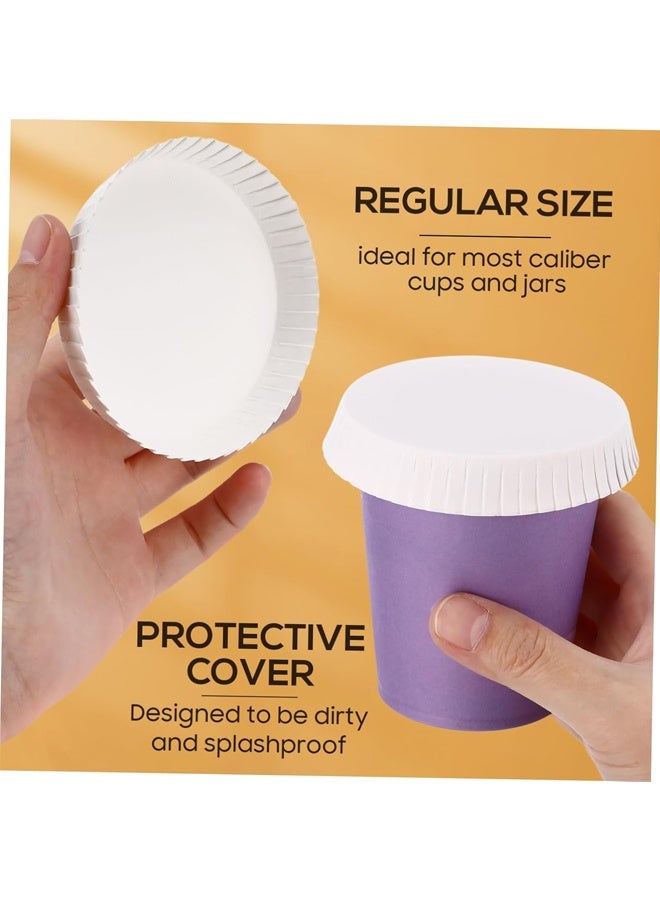 100 قطعة من أغطية أكواب ورقية للاستخدام مرة واحدة وأغطية أكواب ساخنة وأغطية شرب معاد تدويرها وأغطية أكواب قهوة 7.5 سم وأغطية أكواب ورقية بيضاء - Image 4